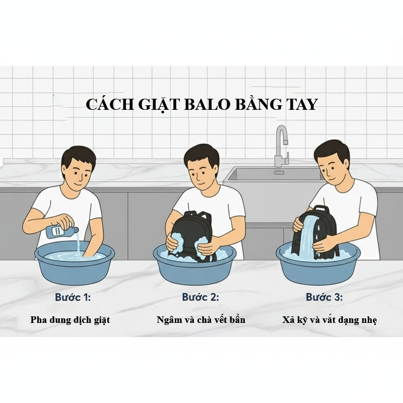 Hướng dẫn đầy đủ cách giặt balo mầm non đúng chuẩn sạch 6 Hướng dẫn giặt balo mầm non bằng tay đúng cách