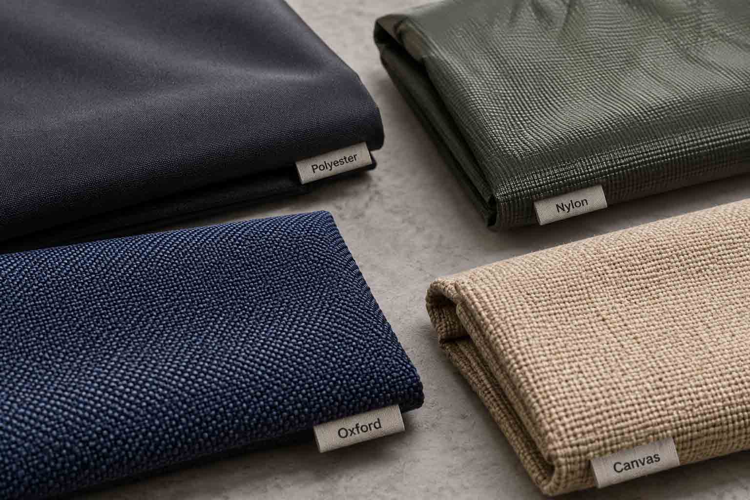 Vải May Balo Có Những Loại Nào? Cách Chọn Phù Hợp 4 Các mẫu vải Polyester, Nylon, Oxford và Canvas dùng để sản xuất balo