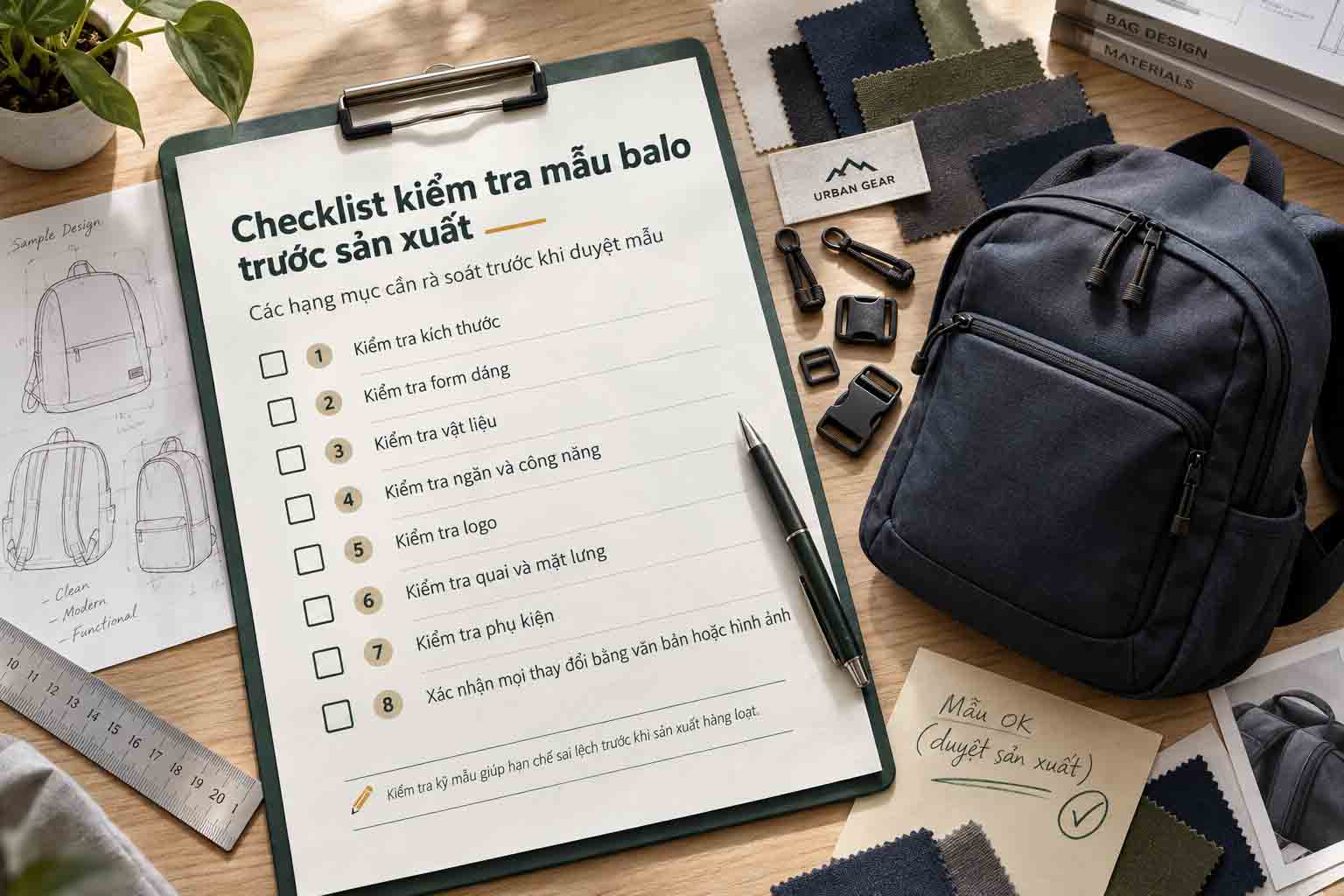 Cách Chọn Xưởng May Balo Theo Yêu Cầu Trước Khi Đặt Sản Xuất 6 Checklist kiểm tra mẫu balo trước sản xuất