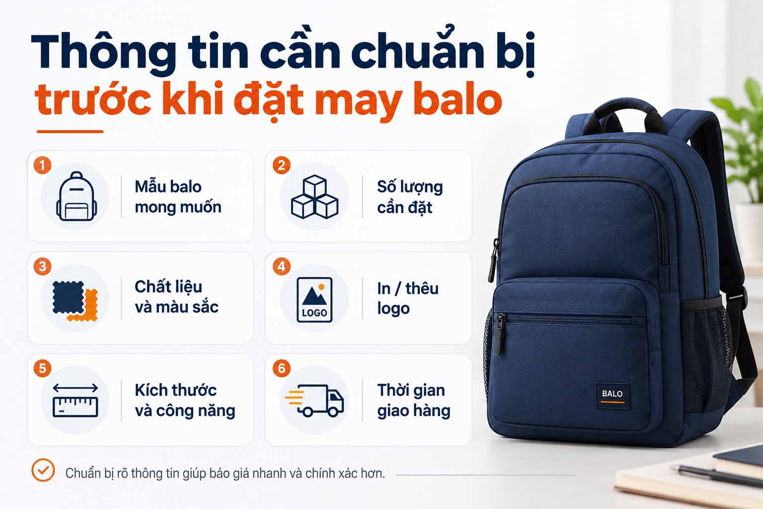Cách Chọn Xưởng May Balo Theo Yêu Cầu Trước Khi Đặt Sản Xuất 4 Thông tin cần chuẩn bị trước khi đặt may balo