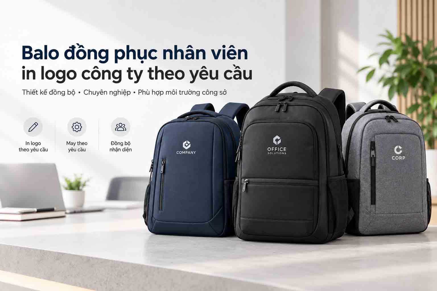 Balo đồng phục nhân viên in logo công ty theo yêu cầu