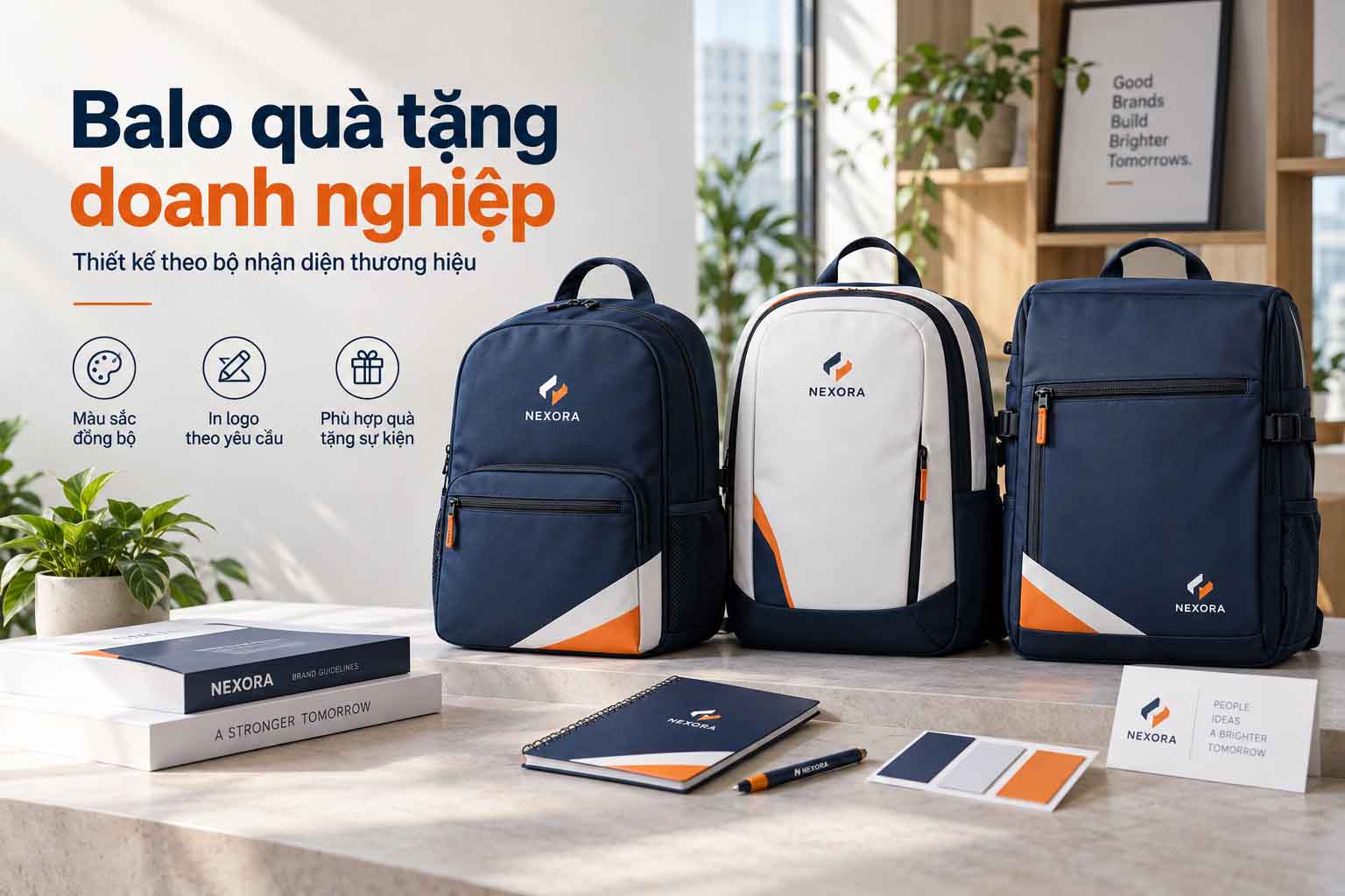 Balo quà tặng doanh nghiệp thiết kế theo bộ nhận diện thương hiệu