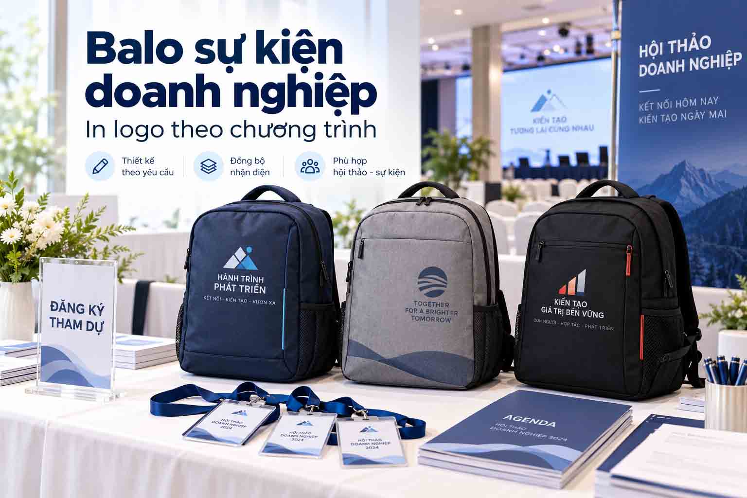 Balo sự kiện doanh nghiệp in logo theo chương trình