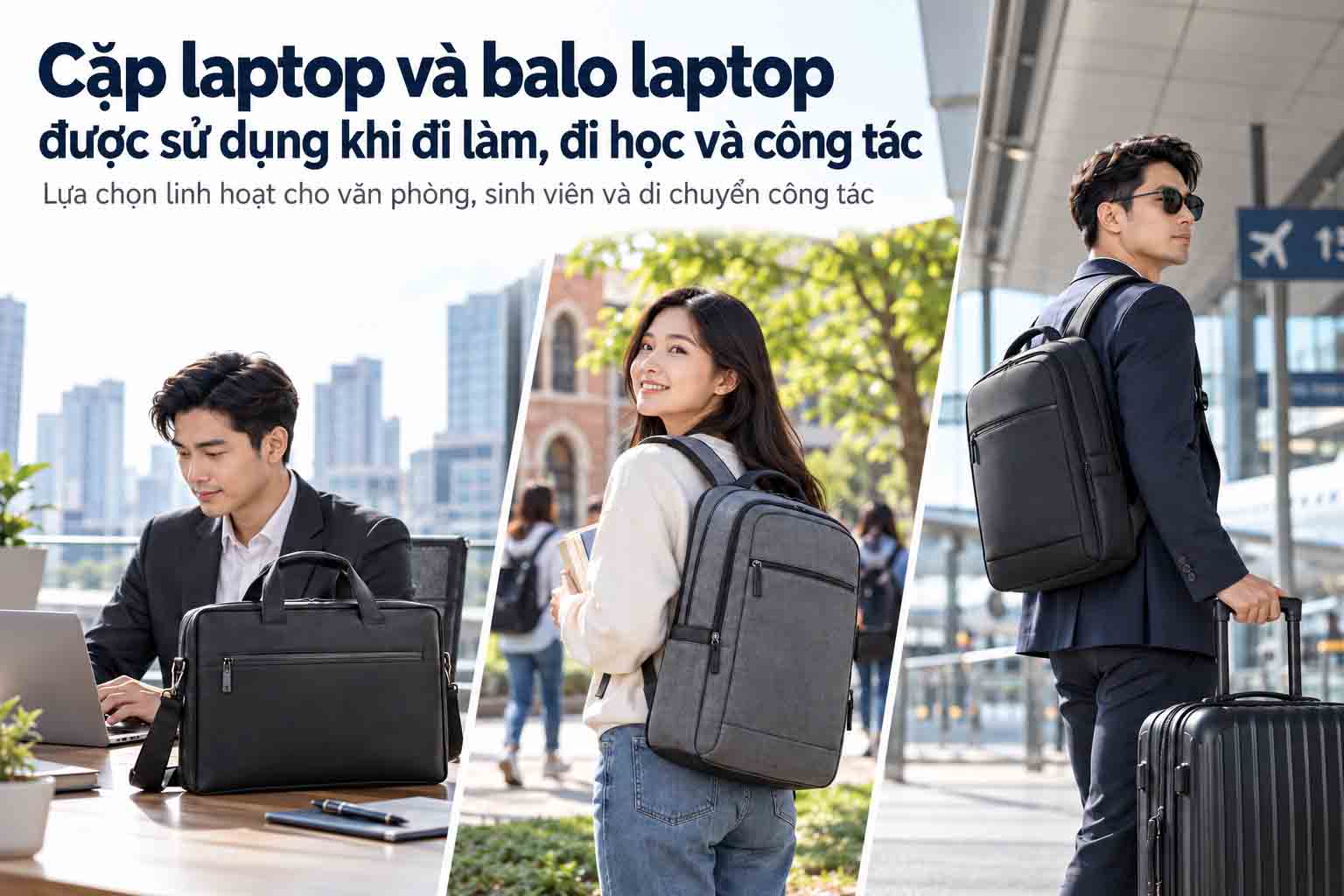 Cặp laptop và balo laptop được sử dụng khi đi làm, đi học và công tác