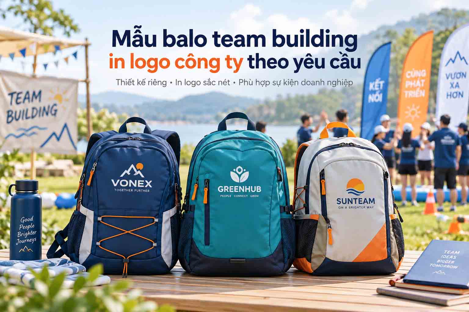 Mẫu balo team building in logo công ty theo yêu cầu