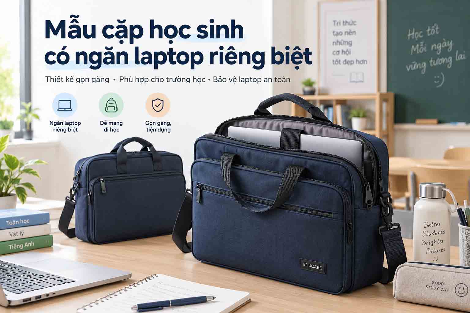 Mẫu cặp học sinh có ngăn laptop riêng biệt dành cho trường học