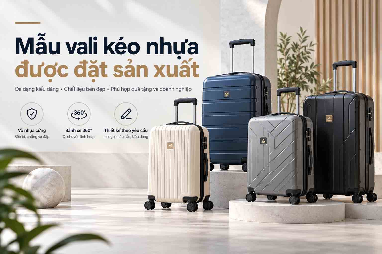 Mẫu vali kéo nhựa được đặt sản xuất