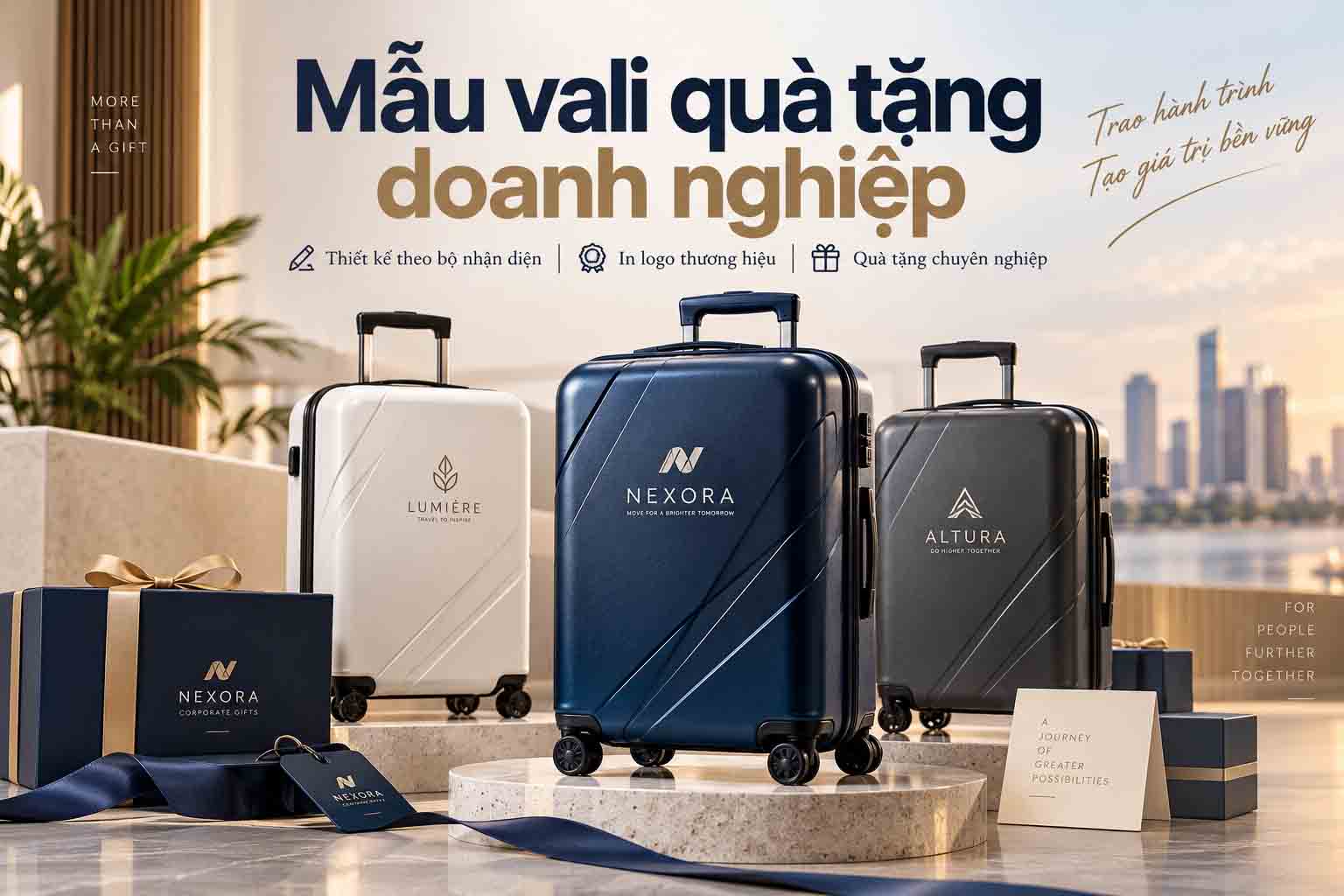 Mẫu vali quà tặng doanh nghiệp với logo thương hiệu