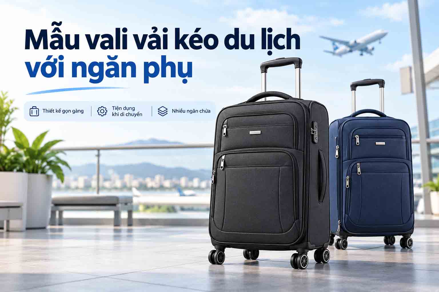 Mẫu vali vải kéo du lịch với ngăn phụ